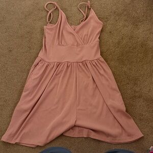 Source Unknown Blush Pink Spaghetti Strap Wrap Dress